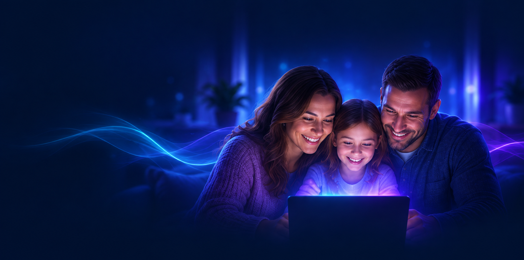 A family discovering technology together